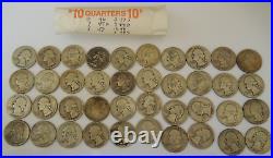 Roll of 40 Washington Quarters 90% Silver 1946-48