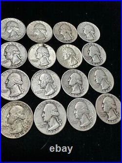 Roll of 40 Washington Quarters 90% Silver Mixed Dates #1