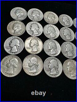 Roll of 40 Washington Quarters 90% Silver Mixed Dates #1