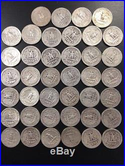 Roll of 40 Washington Quarters Mixed Dates Circulated 90% Silver