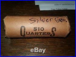 Roll of 40 Washington Quarters Mixed Dates Circulated 90% Silver 30s thru 50s