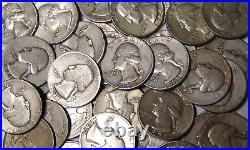 Roll of 40 Washington Silver Quarters 1941-1964 Dated 90% Silver Coins