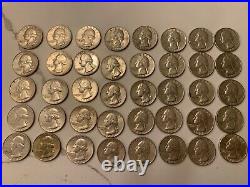 Roll of 40 Washington Silver Quarters All 1964