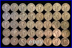 Roll of 40 Weak and No Date Standing Liberty Quarters 90% Silver