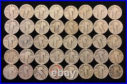 Roll of 40 Weak and No Date Standing Liberty Quarters 90% Silver