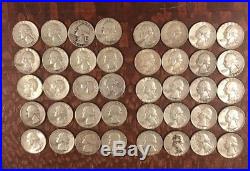 Roll of 40 silver Washington quarters lot U. S. 1951-1964 $10 Face free shipping