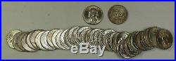 Roll of BU 1946 Washington Quarters 25c 40 90% Silver Coins Brilliant Uncirculat