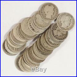 Roll of Barber Quarters 90% Silver Mixed Dates $10 Face Value