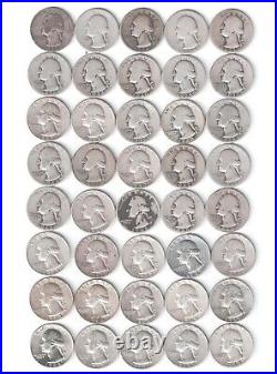 Roll of Circulated Washington Quarters. 1932-1964. AG to AU. See the scans