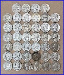 Roll of Silver Washington Quarters 40 Diff Dates 1935-1956 from All 3 Mints