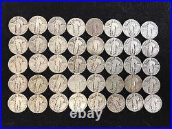 Roll of Standing Liberty Quarters 90% Silver 40 coin lot. WITH DATES