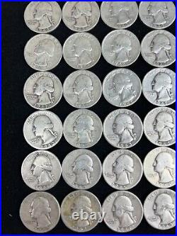 Roll of Washington Quarters, 1940s All S & D Mint Marks, 90% silver, circulated