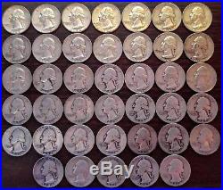 Roll of Washington Quarters 40 Coins total 1941-64 90% Silver Roll 9