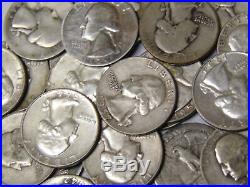 Roll of Washington Silver Quarters $10 Face Value 90% Silver 1940s-1950s-1960s