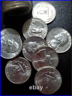 Roll of silver quarters mostly 1964d and p and some other good condition to low