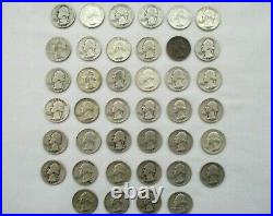 SILVER QUARTERS 40 (1 ROLL) WASHINGTON $10 FACE VALUE, Assorted Unsearched 90%