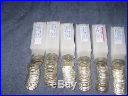 SIX ORIGINAL ROLLS WASHINGTON SILVER QUARTERS. GEMS/BU (240 coins)