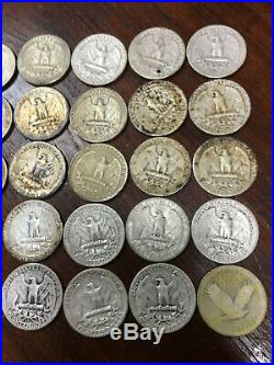 SSS 40 Pcs Roll Silver Washington Quarter Dollars 1936-1964 90% Avg Circ