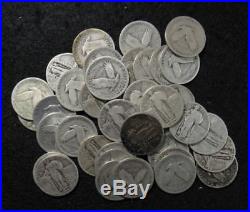 STANDING LIBERTY QUARTER 40 Silver Coin Full Roll AVERAGE CIRCULATED FULL DATE