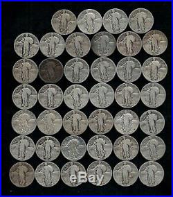 STANDING LIBERTY QUARTER ROLL (1925-30) 90% Silver (40 Coins) LOT D48