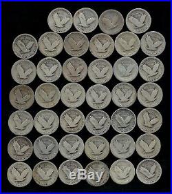STANDING LIBERTY QUARTER ROLL (WORN/DAMAGED) 90% Silver (40 Coins) LOT C49