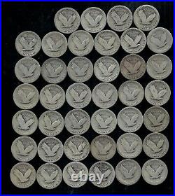 STANDING LIBERTY QUARTER ROLL (WORN/DAMAGED) 90% Silver (40 Coins) LOT H47