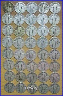 STANDING LIBERTY SILVER QUARTER ROLL of 40, MOST FULL DATES, 1925-193099