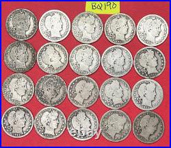 Silver Barber Quarter Lot Roll of 20 Coins 90% Silver Quarters Lot #BQ190