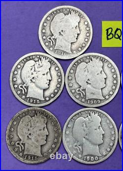 Silver Barber Quarter Lot of 10 Coins 90% Silver Barber Quarters Lot #BQ160