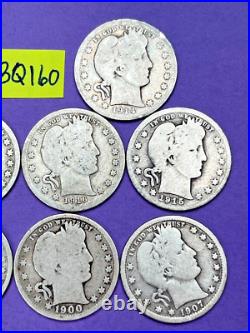 Silver Barber Quarter Lot of 10 Coins 90% Silver Barber Quarters Lot #BQ160