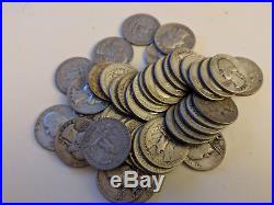 Silver Quarters 1 Roll 40 all silver coins mixed 1940 up to 1964