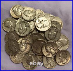 Silver Roll Of 40 Coins 1951 P Washington Quarters Tp-2987