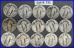 Silver Standing Liberty Quarter Lot Roll of Fifteen (15) Coins 1925-1929 #731