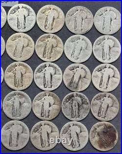 Silver Standing Liberty Quarters Roll of 40 NO DATE Silver Quarters Lot #SL200