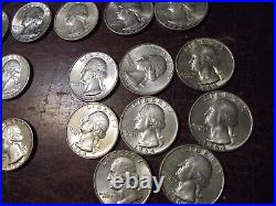 Silver Washing Quarters-one Roll-4o Coins-some Pq-p & D. 62/63/64