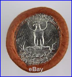 Silver Washington Quarter Roll $10 BU Uncirculated D Unknown Year 1932-1964 B1