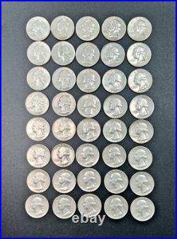 Silver Washington Quarter Roll 90% Silver 40 Coins $10 FV