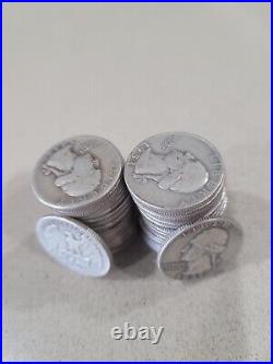 Silver Washington Quarters (1941-1964) 90% silver, $10 Face value, Roll of 40
