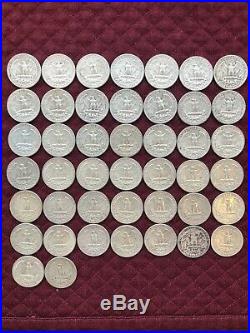 Silver Washington Quarters 1958 To 1962. Full Roll + (44 coins in all)