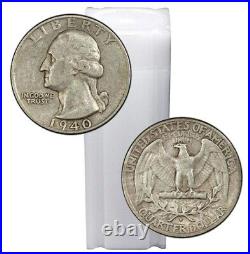 Silver Washington Quarters 1/4 Roll (10 Coins) 1932 thru 1964. 90% Silver