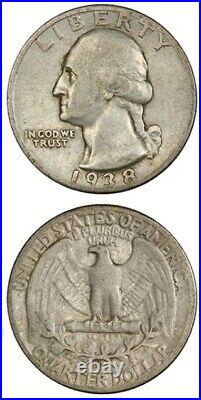 Silver Washington Quarters 1/4 Roll (10 Dates) 1932 thru 1964. 90% Silver