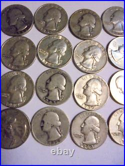 Silver-washington Quarters-roll20 Coins-1935 To 1964-p-d-s-estate-survivalsilver