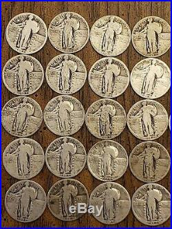 Standing Liberty 90% Silver Quarter 40 Coin Roll Mixed Dates 028