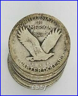 Standing Liberty Quarter 1/2 Roll Silver $5 20 Coins 1916-1930 FULL DATE WithTUBE