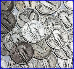 Standing Liberty Quarter 90% SILVER-20 Coin Lot-Half Roll-Readable Dates