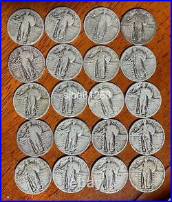 Standing Liberty Quarter Half Roll of 20 FULL DATE Old US Coins 90% SILVER
