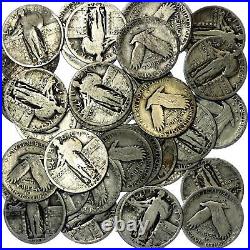 Standing Liberty Quarter Roll 90% Silver $10 Face 1925-1930 All Philadelphia