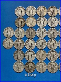 Standing Liberty Quarter Roll Lot of 40 FULL DATE Old US Coins 90% SILVER Estate