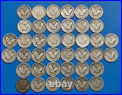 Standing Liberty Quarter Roll Lot of 40 FULL DATE Old US Coins 90% SILVER Estate