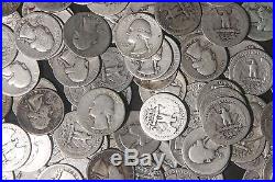 THREE ROLLS WASHINGTON QUARTERS 90% Silver (120 Coins) WORN/DAMAGED LOT S2